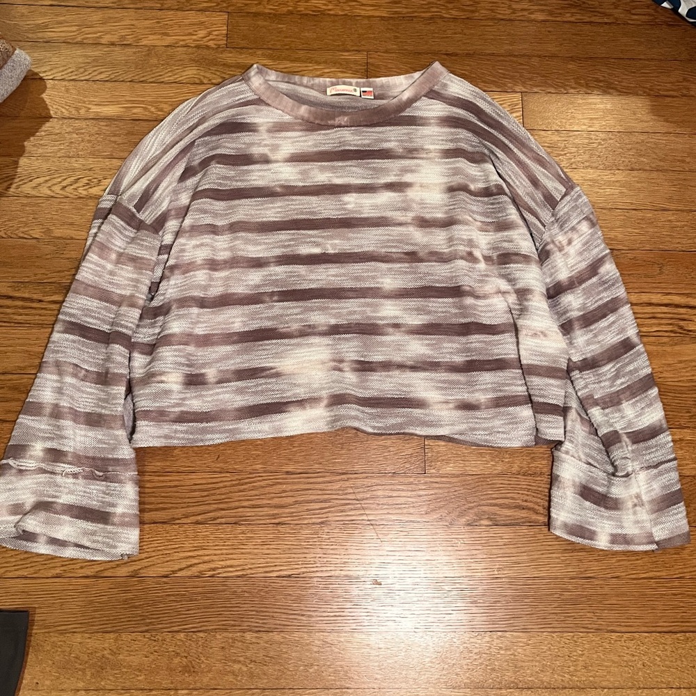 Striped wide sleeve long sleeve